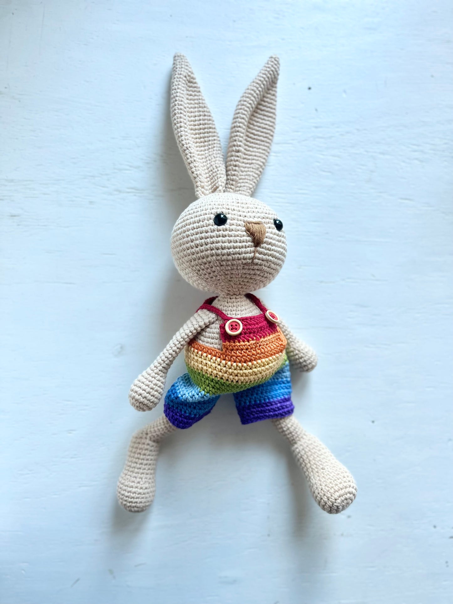 Bobblehead Bunny with Rainbow Jumpsuit Toy 3Stitches
