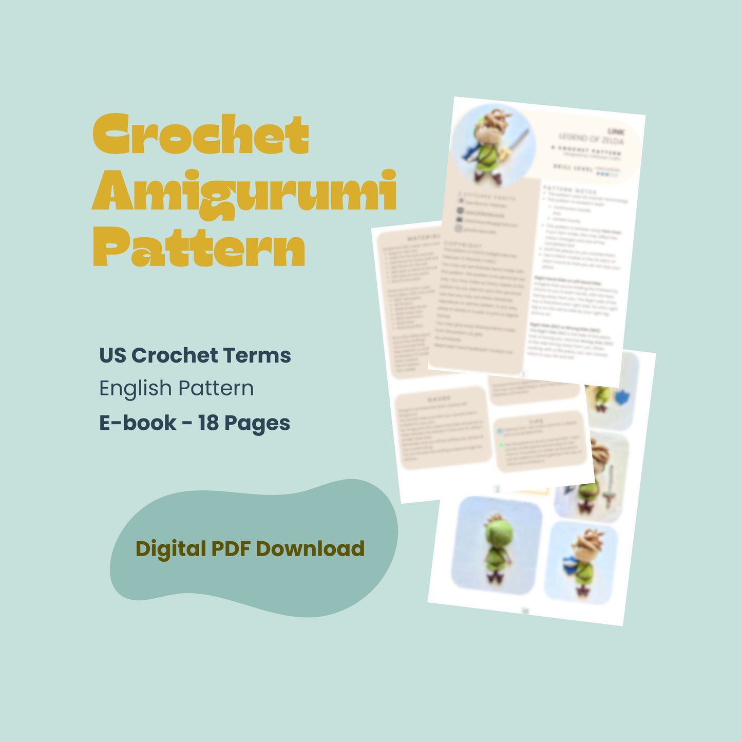 Low Sew Link Crochet Pattern Legend of Zelda Pattern 3Stitches