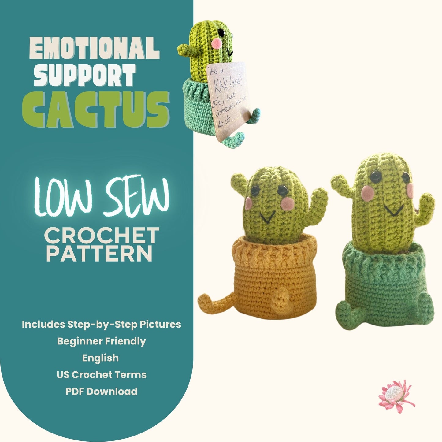 Cactus Note Holder Crochet Pattern Pattern 3Stitches