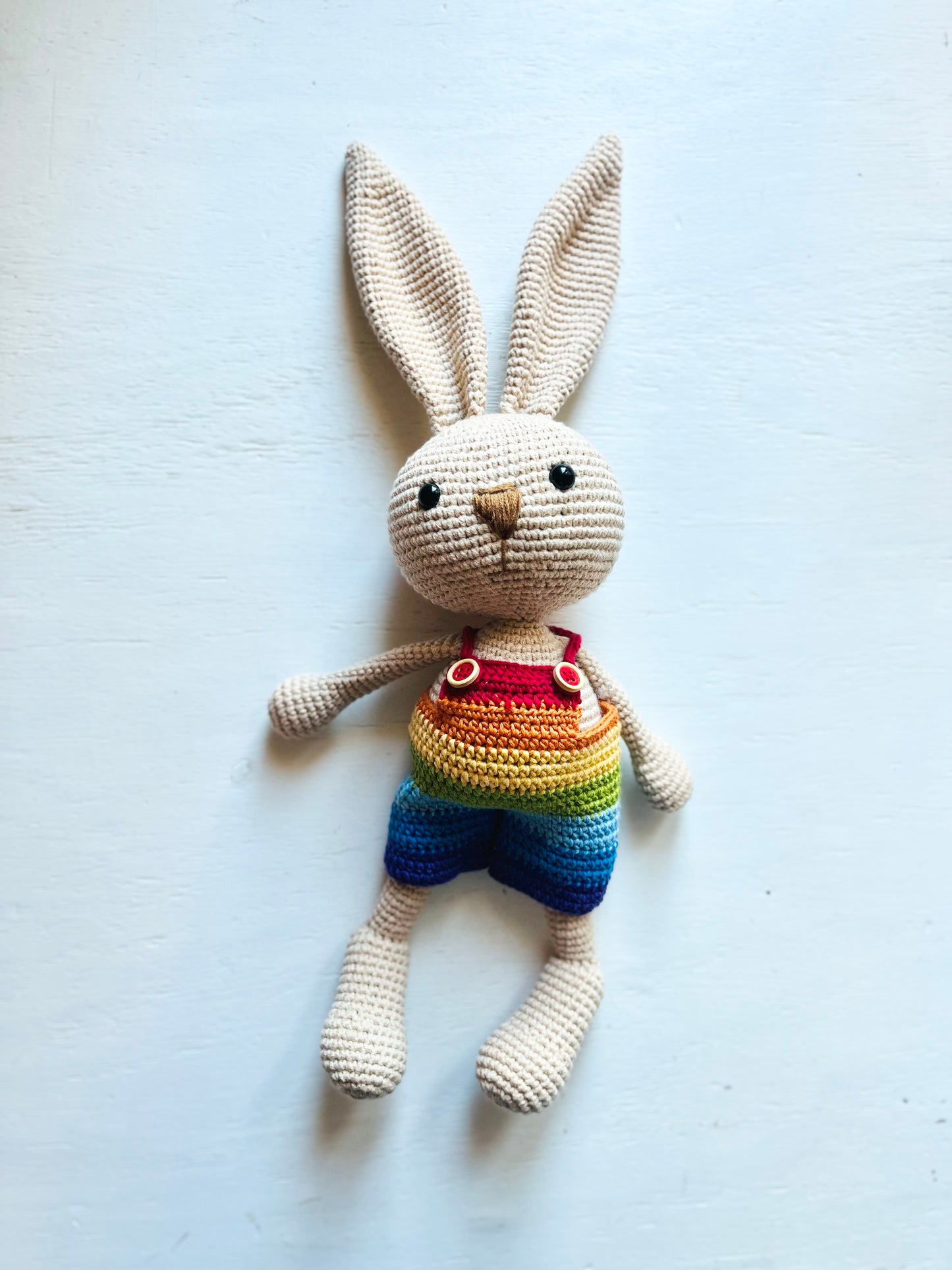 Bobblehead Bunny with Rainbow Jumpsuit Toy 3Stitches