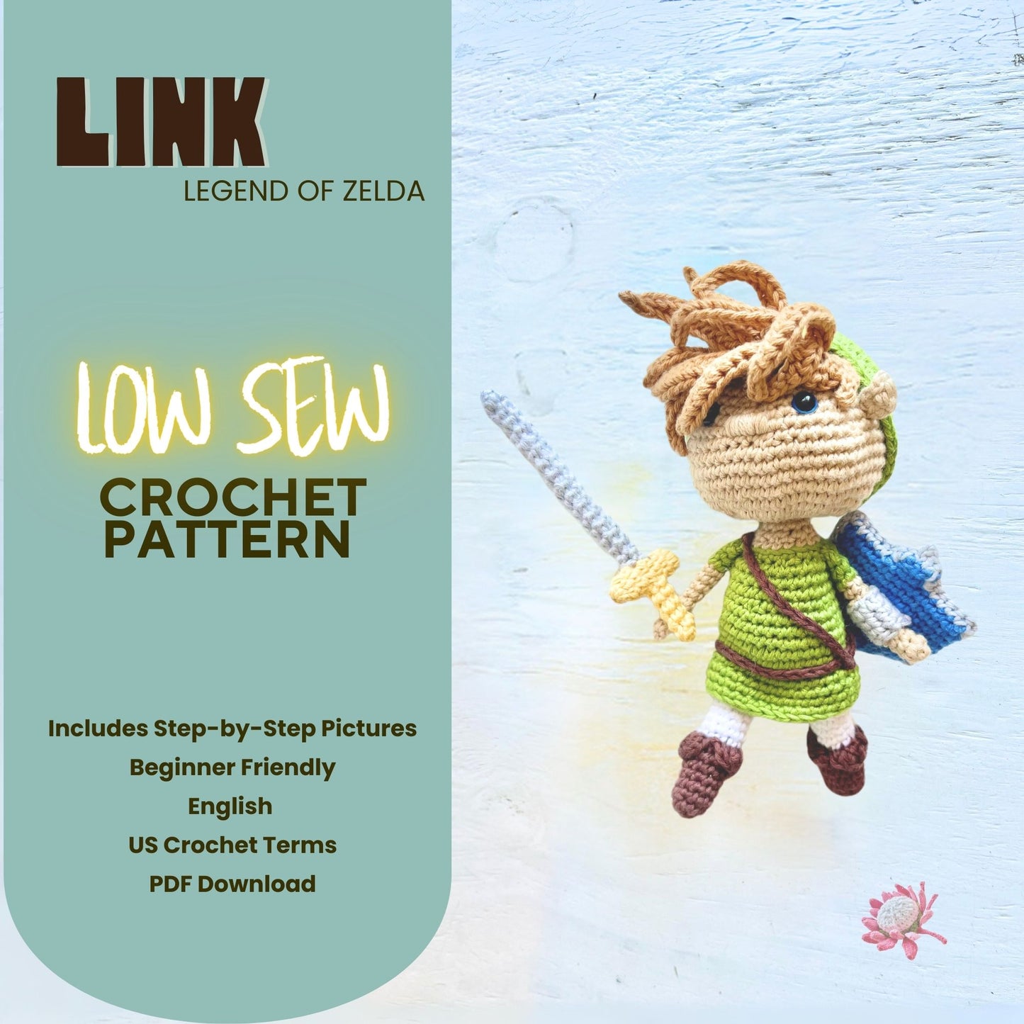 Low Sew Link Crochet Pattern Legend of Zelda Pattern 3Stitches