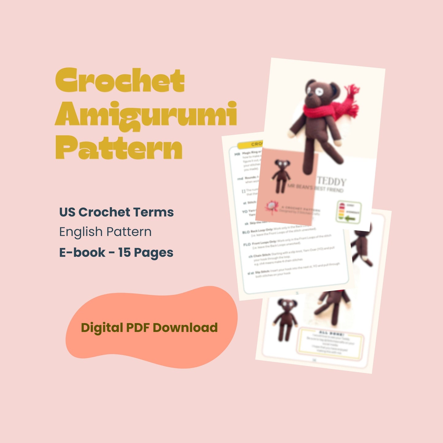Mr Bean’s Teddy Crochet Pattern Pattern 3Stitches