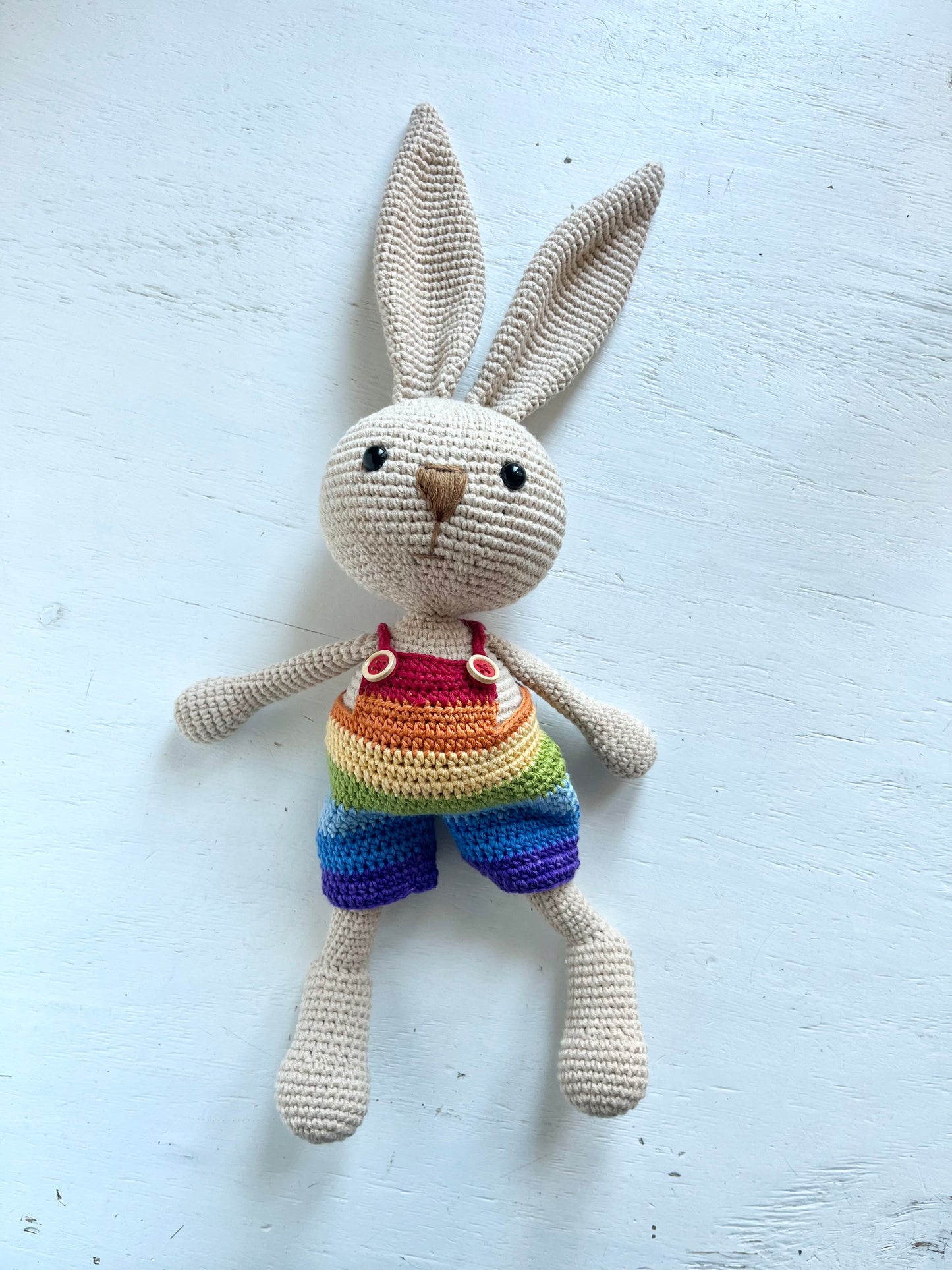 Bobblehead Bunny with Rainbow Jumpsuit Toy 3Stitches