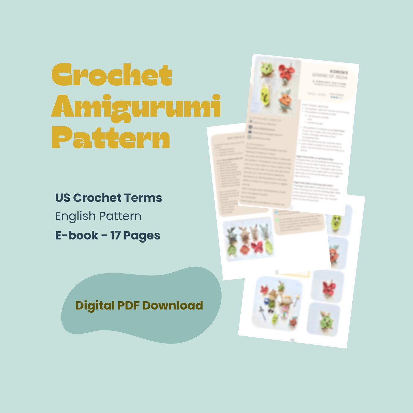 No Sew Korok Crochet Pattern. Pattern 3Stitches