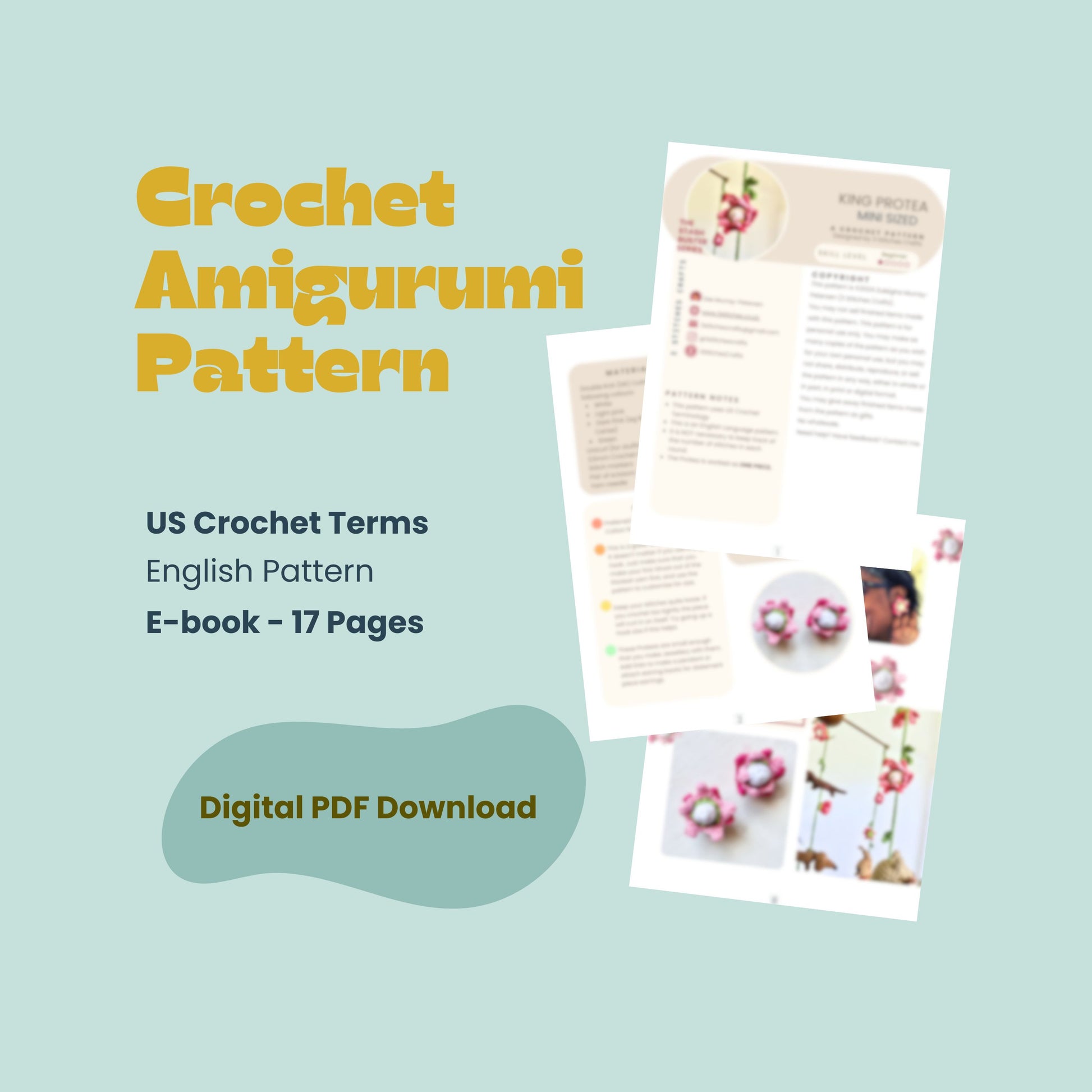 No Sew Mini King Protea Crochet Pattern Pattern 3Stitches