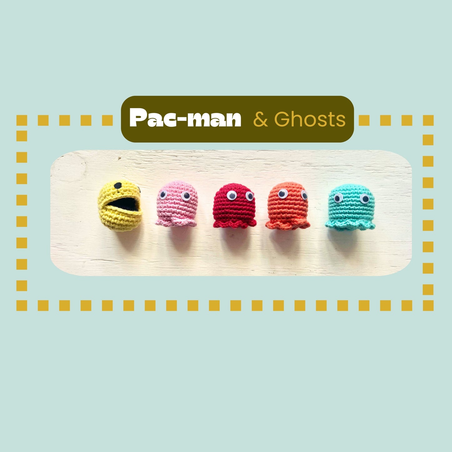 No Sew Pacman & Ghosts Crochet Pattern Pattern 3Stitches