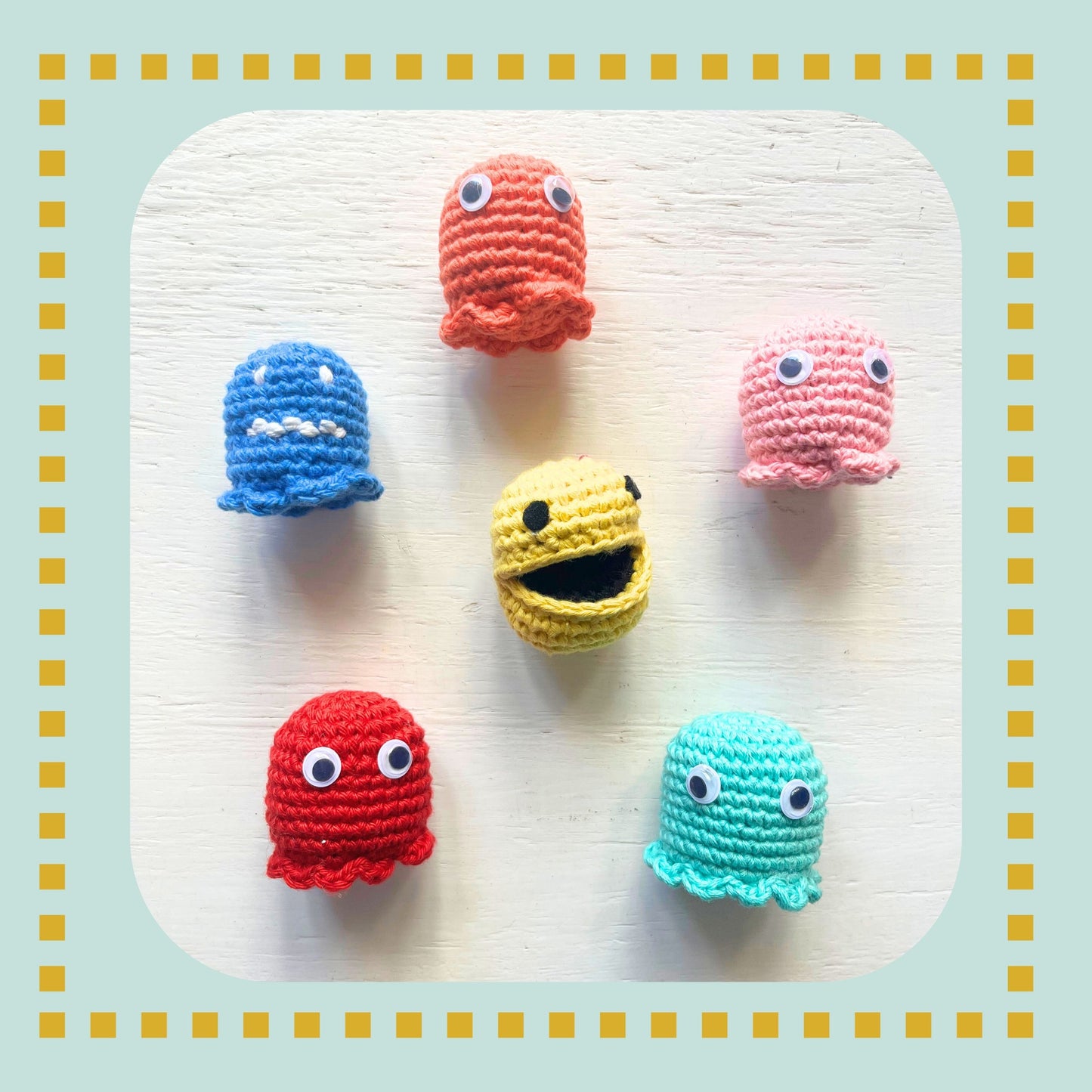 No Sew Pacman & Ghosts Crochet Pattern Pattern 3Stitches