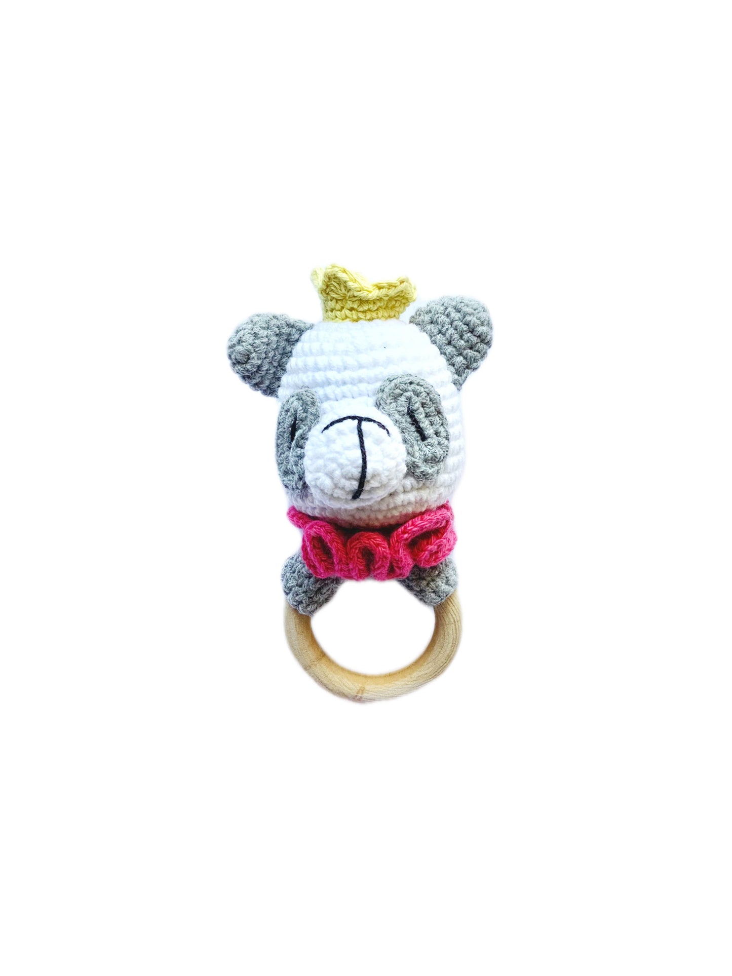 Panda Rattle Toy 3Stitches Bright Pink