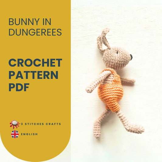 Mini Bunny in Dungerees Crochet Pattern Pattern 3Stitches   