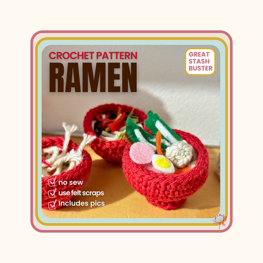Ramen Bowl Crochet Pattern. Dollhouse size