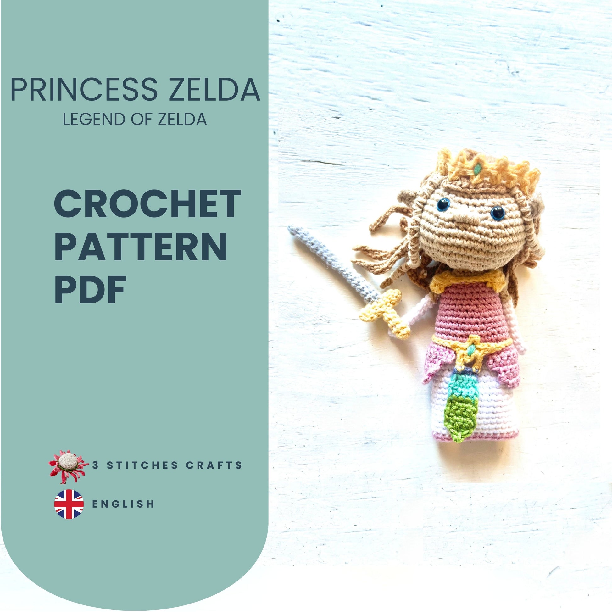 Princess Zelda Legend of Zelda Crochet Pattern Pattern 3Stitches   
