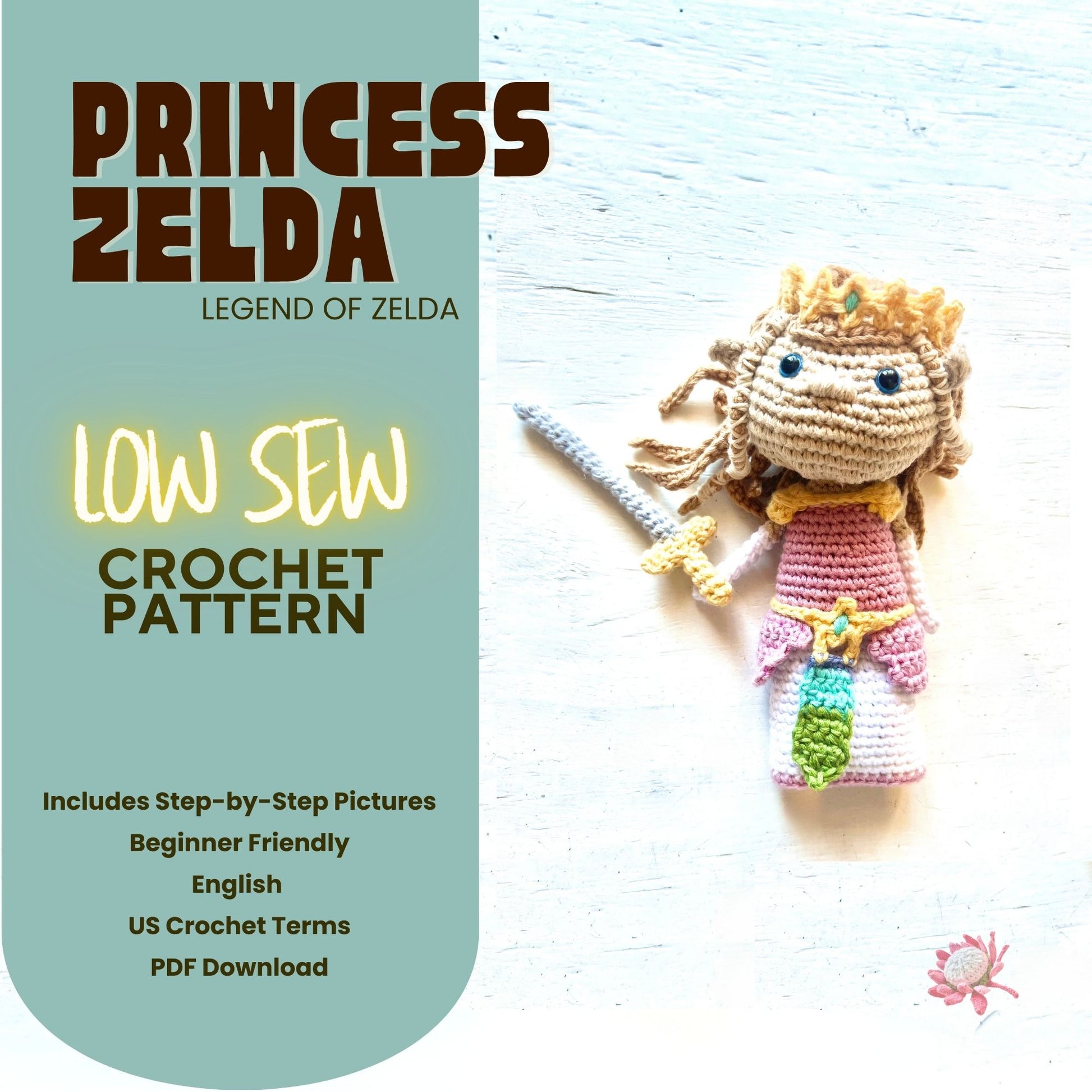 Princess Zelda Legend of Zelda Crochet Pattern Pattern 3Stitches   