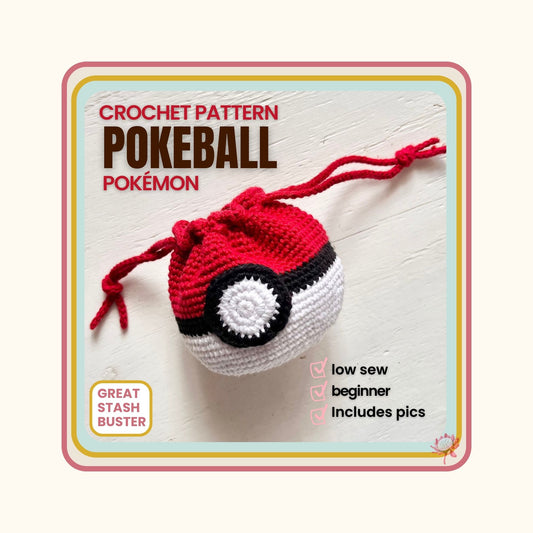 FREE Pokeball drawstring bag. Pokémon Crochet Pattern