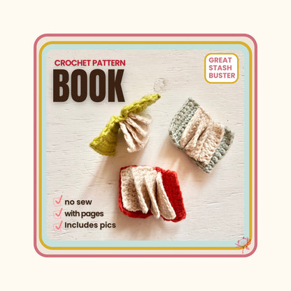 Book with pages Crochet Pattern. Dollhouse size
