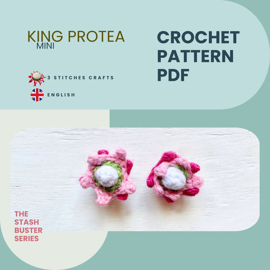 No Sew Mini King Protea Crochet Pattern Pattern 3Stitches   