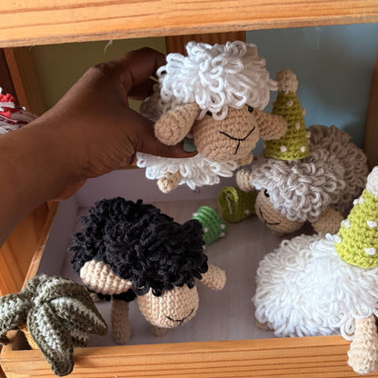 Fluffy Sheep Crochet Pattern. Includes 2 Leg sizes