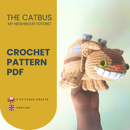 The Catbus from Studio Ghibli Crochet Pattern Pattern 3Stitches   