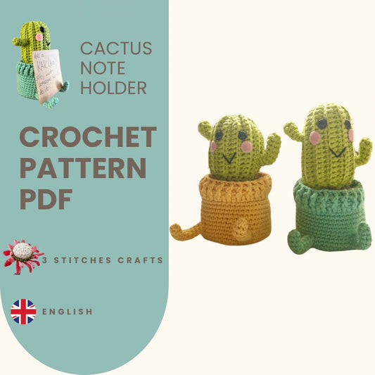Cactus Note Holder Crochet Pattern Pattern 3Stitches   