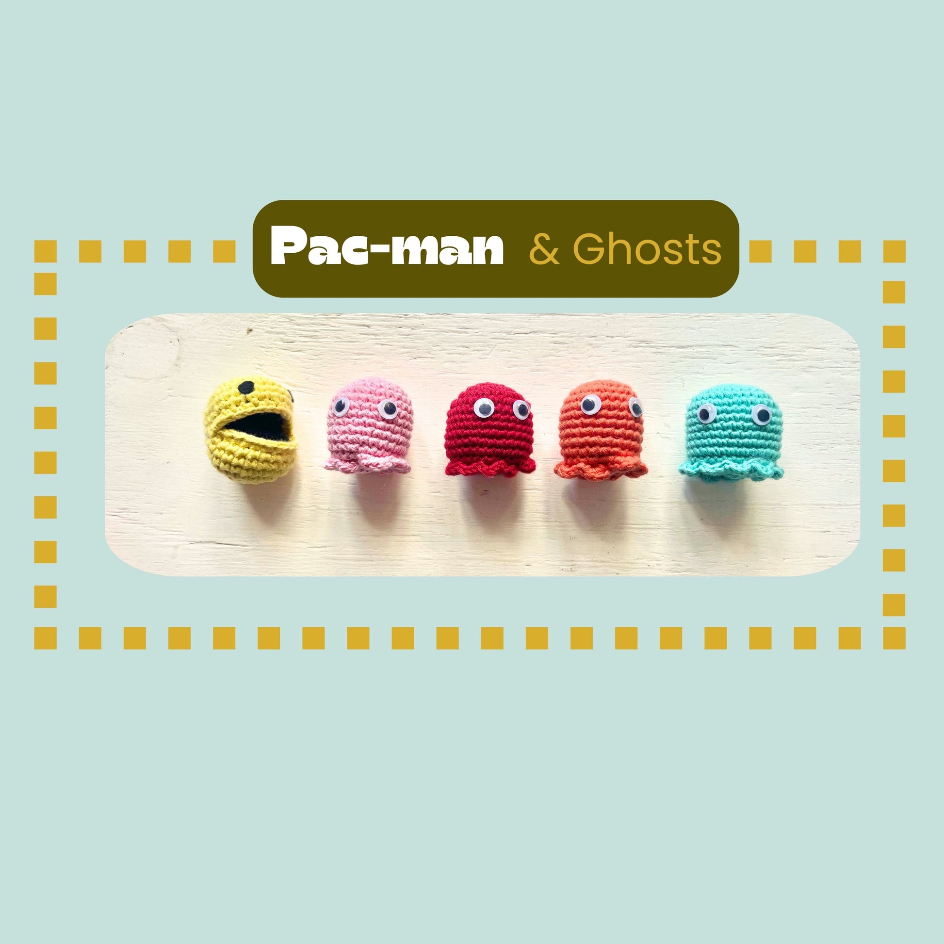 No Sew Pacman & Ghosts Crochet Pattern Pattern 3Stitches   