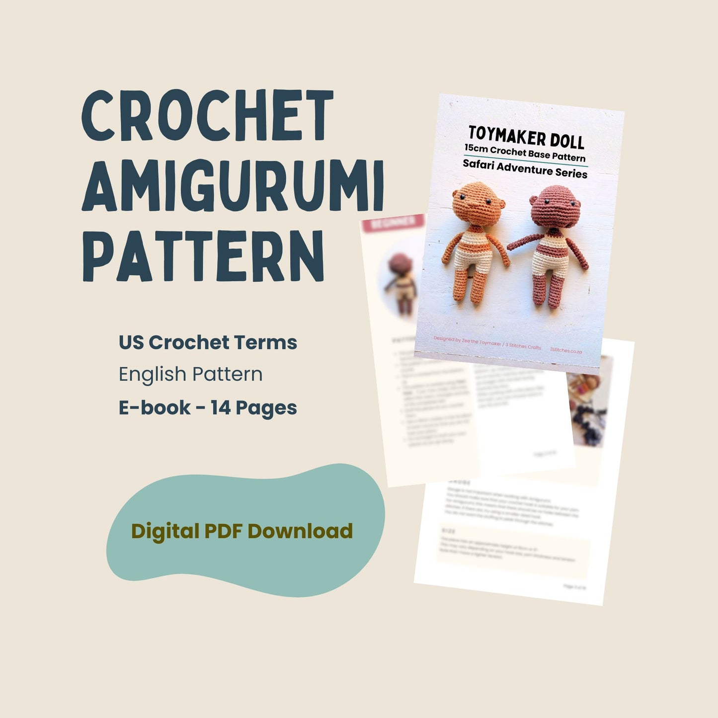 Toymaker Doll – 15cm Crochet Base Pattern (Safari World Series)